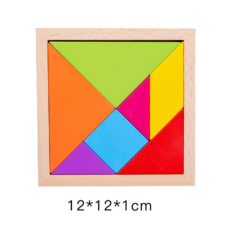 Children'S Wooden Magnetic Tangram Early Education Puzzle Development Primary School Students' Teaching Aids Mathematical Geometry Puzzle Building Blocks Toys - Image 1